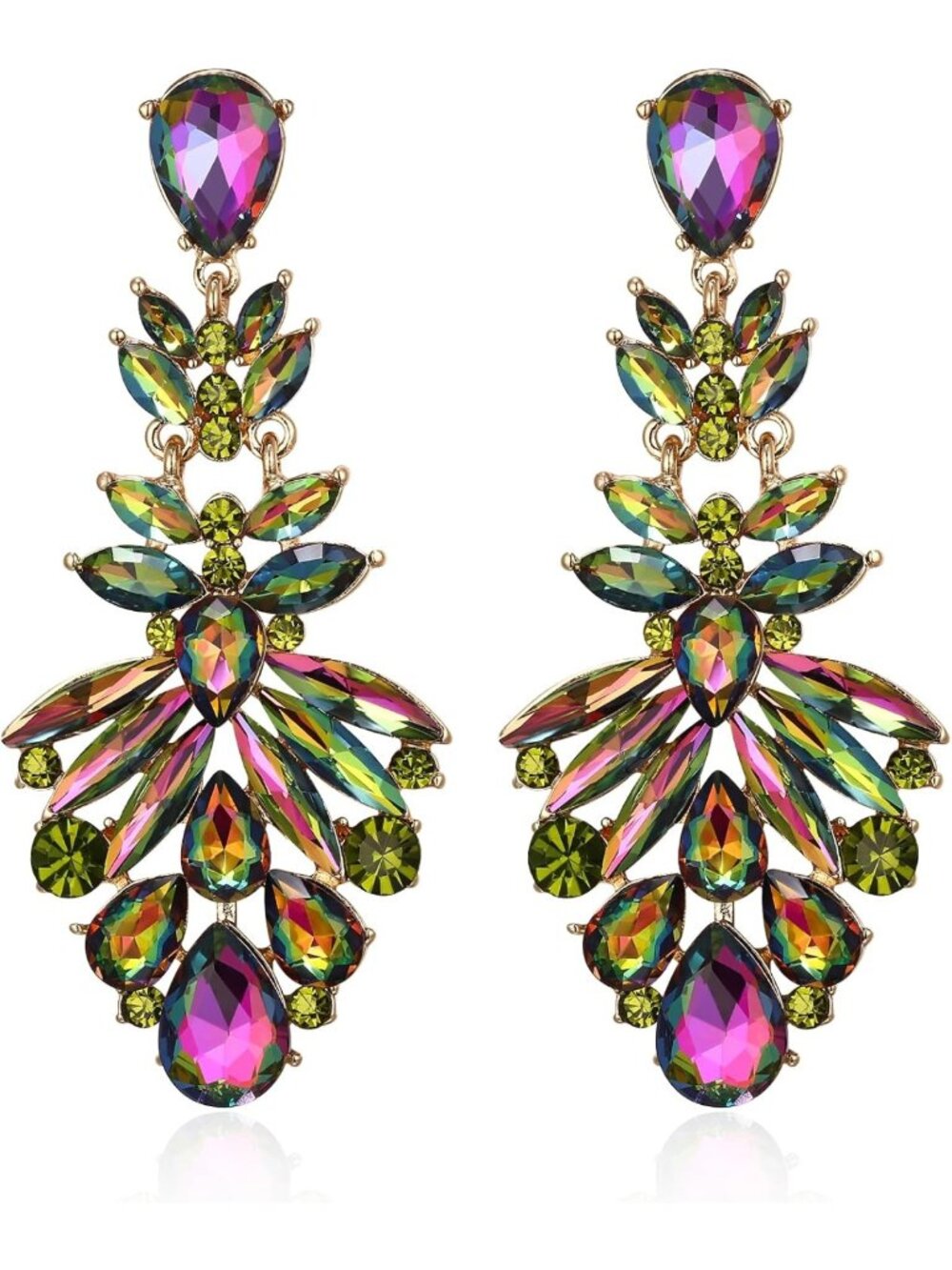 Elegant Teardrop Rhinestone Chandelier Earrings for Weddings & Special Occasions
